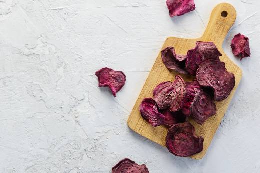 Baked Beetroot Chips With Basil Pesto