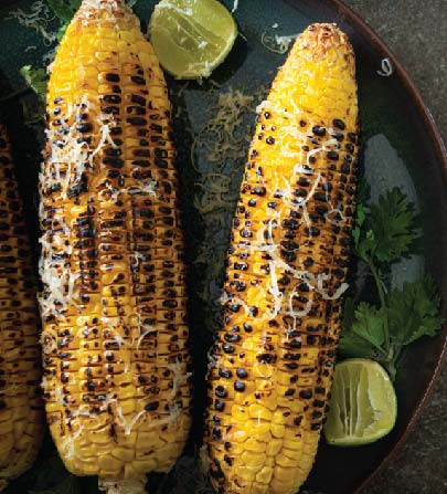 Roasted Corn With Basil Seed Pesto and Parmesan