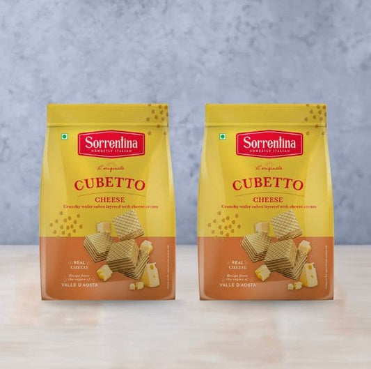 Cubetto Cheese (Pack of 2) - Crispy Wafer Cubes, Handmade with Real Cheese Cream