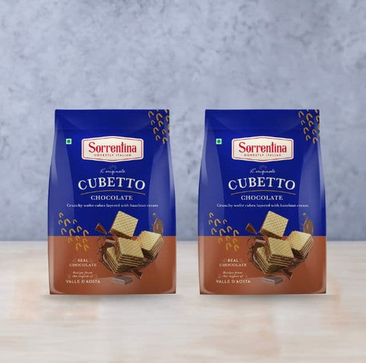 Cubetto Chocolate (Pack of 2) - Crispy Wafer Cubes, Handmade with Real Chocolate Cream