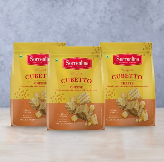 Cubetto Cheese (Pack of 3) - Crispy Wafer Cubes, Handmade with Real Cheese Cream