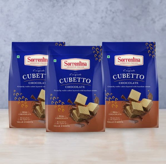 Cubetto Chocolate (Pack of 3) - Crispy Wafer Cubes, Handmade with Real Chocolate Cream