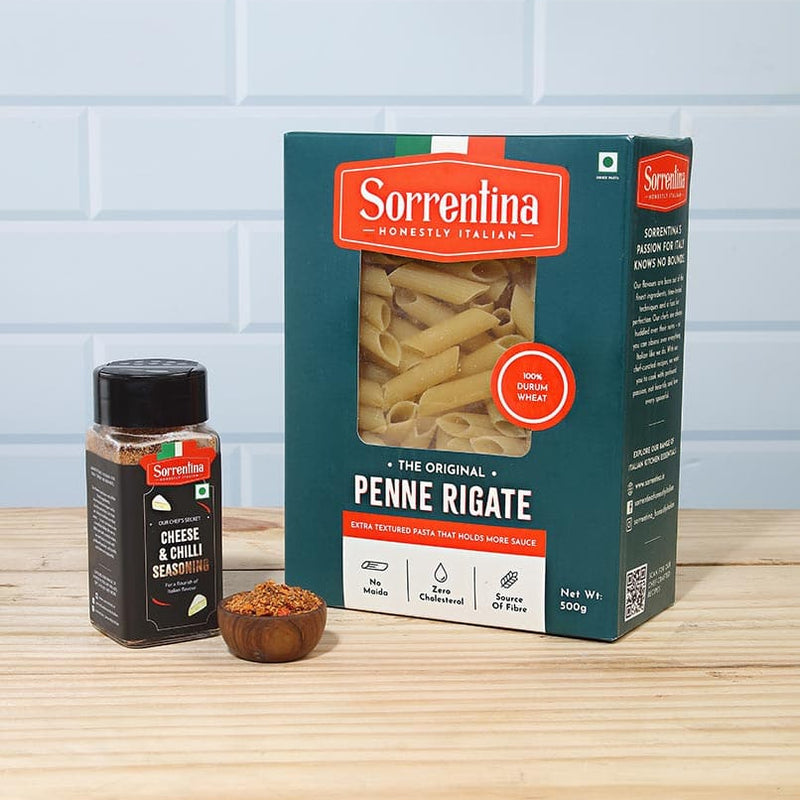 Sorrentina Penne Rigate Pasta + Chilli Cheese Seasoning
